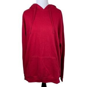 Jeff Athletics Men Red Basic Pullover Hoodie Sweater Long Sleeve Men Large L New